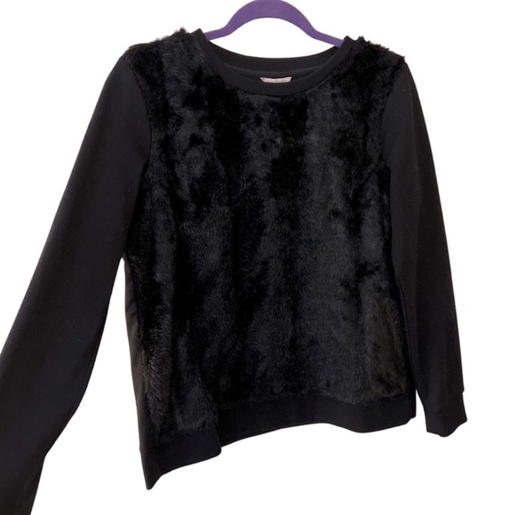 Club Monaco Crew Neck Faux Fur Front Pullover Sweater Size L - Picture 1 of 7